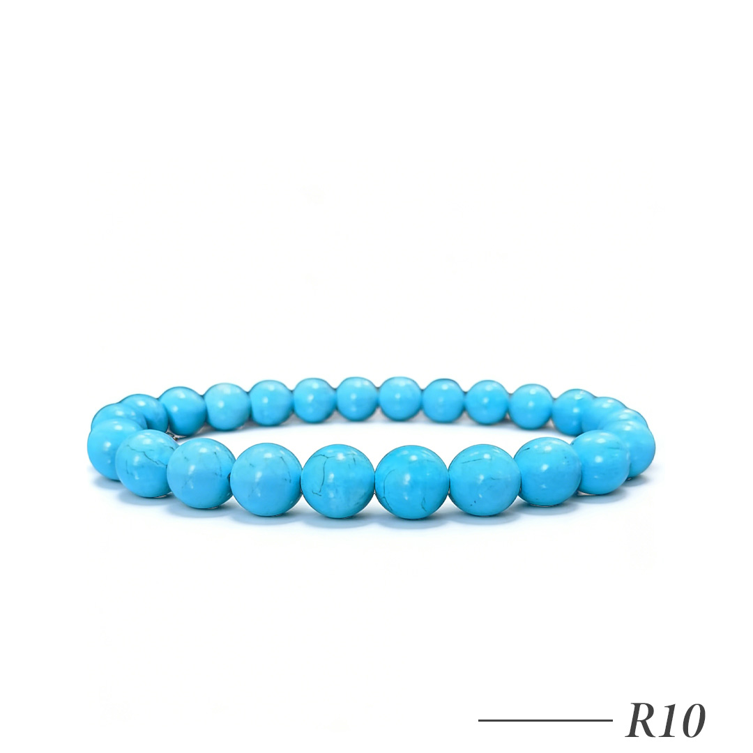 R10-Natural Turquoise Beaded Bracelet 8mm Stretch Bracelet for Women and Men