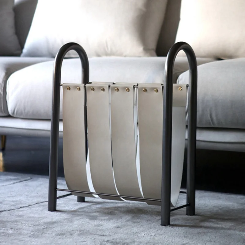 Metal Leather Magazine Stand Rack