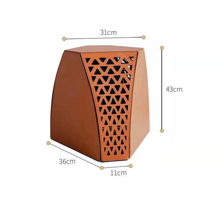 Light luxury living room saddle leather sofa ottoman